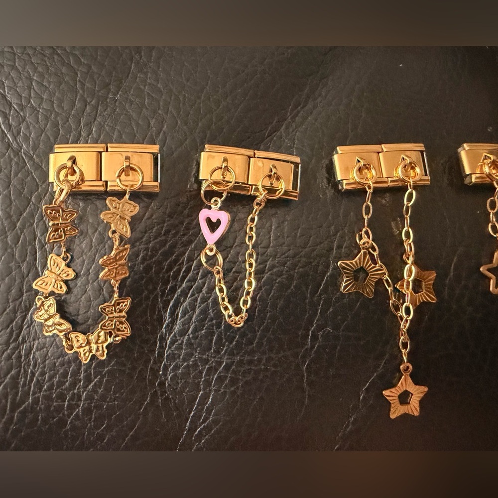Gold Tone Dangle Chain Italian Charm Links